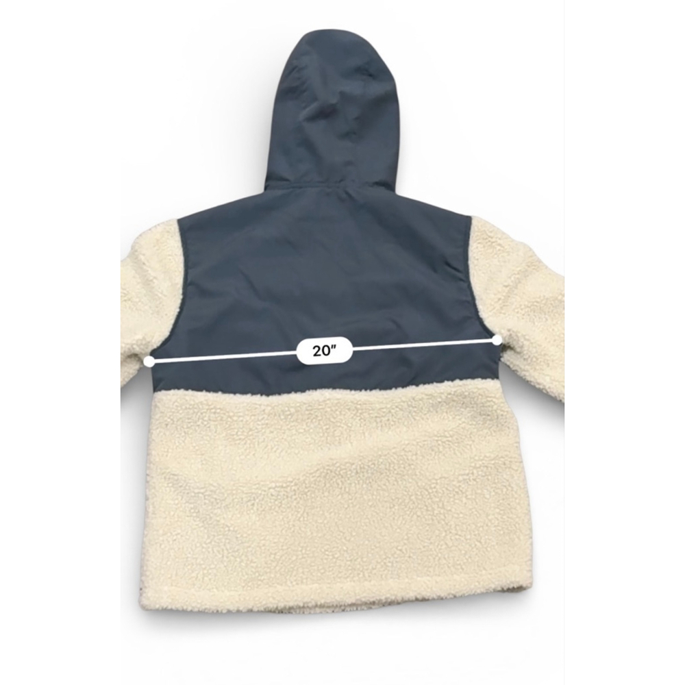 Hurley Men's Long Sleeve Half Zip Sherpa Anorak Hoodie Cream/Blue Sz S - Picture 4 of 8
